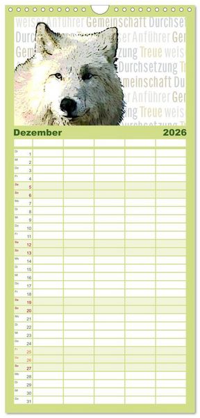 Produktbild: Familienplaner 2026 - Mein wildes Krafttier voller Achtsamkeit mit 5 Spalten (Wandkalender, 21 x 45 cm) CALVENDO