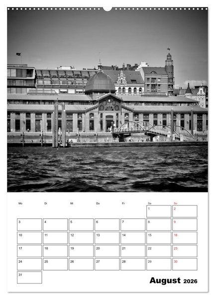 Produktbild: HAMBURG Monochrome Ansichten (Wandkalender 2026 DIN A2 hoch), CALVENDO Monatskalender