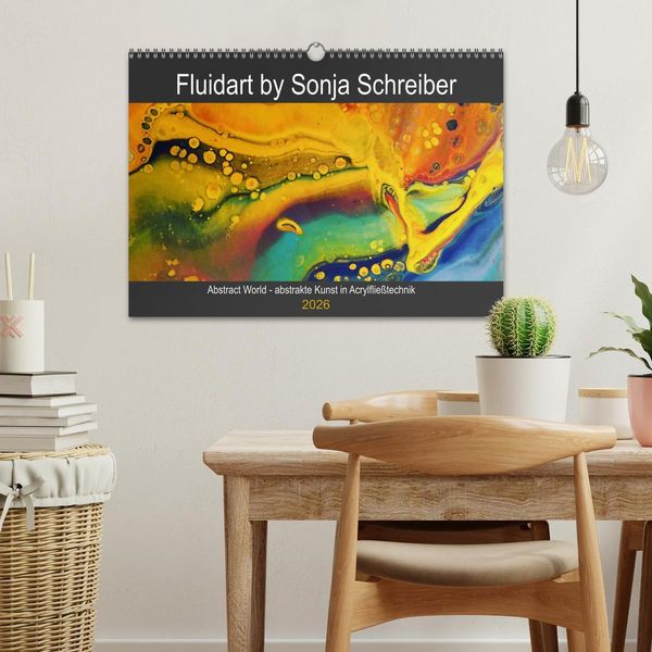 Produktbild: Abstract World - abstrakte Kunst in Acrylflie&szlig;technik (Wandkalender 2026 DIN A3 quer), CALVENDO Monatskalender