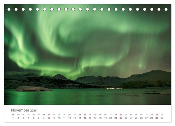 Produktbild: Nordlichter - Magische N&auml;chte in Skandinavien (Tischkalender 2026 DIN A5 quer), CALVENDO Monatskalender