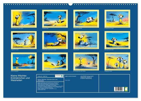 Produktbild: Kleine W&auml;chter. Erdm&auml;nnchen und Weisheiten (Wandkalender 2026 DIN A2 quer), CALVENDO Monatskalender