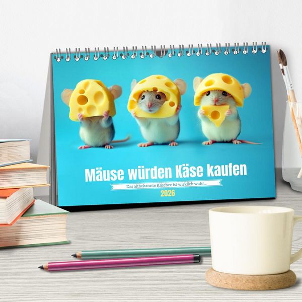Produktbild: M&auml;use w&uuml;rden K&auml;se kaufen (Tischkalender 2026 DIN A5 quer), CALVENDO Monatskalender