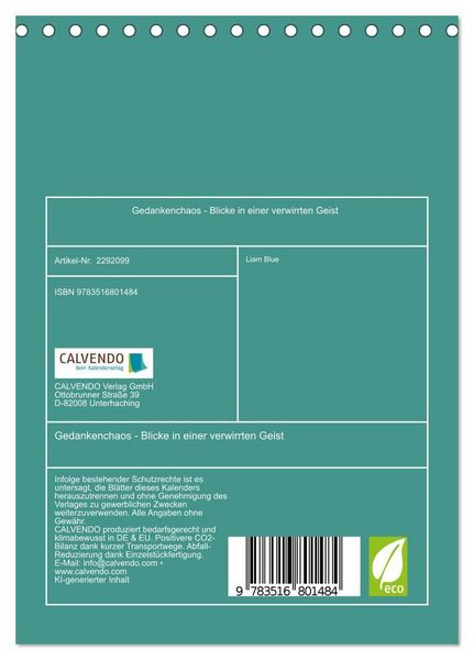 Produktbild: Gedankenchaos - Blicke in einer verwirrten Geist (Tischkalender 2027 DIN A5 hoch), CALVENDO Monatskalender