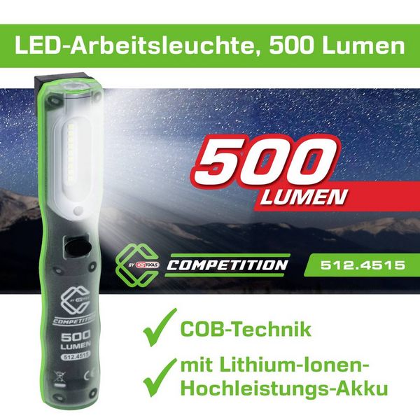 Produktbild: KS Tools 512.4515 COMPETITION LED-Arbeitsleuchte 500 Lumen 2021 Energieeffizienzklasse n.rel