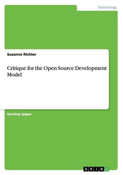 Produktbild: Critique for the Open Source Development Model