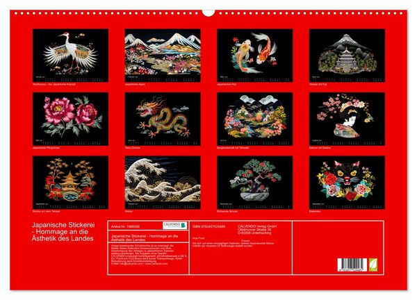 Produktbild: Japanische Stickerei - Hommage an die &Auml;sthetik des Landes (Wandkalender 2026 DIN A2 quer), CALVENDO Monatskalender