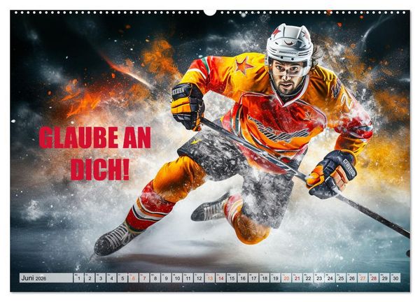 Produktbild: Eishockey und positive Gedanken (Wandkalender 2026 DIN A2 quer), CALVENDO Monatskalender