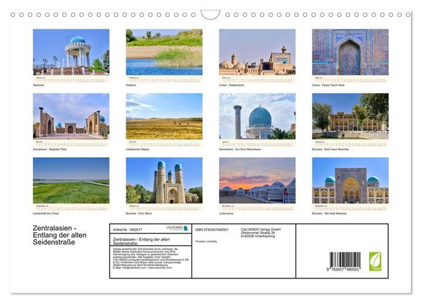 Produktbild: Zentralasien - Entlang der alten Seidenstra&szlig;e (Wandkalender 2026 DIN A3 quer), CALVENDO Monatskalender