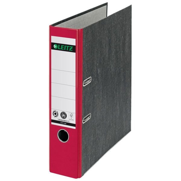 Produktbild: Leitz Ordner 1080 DIN A4 R&uuml;ckenbreite: 80 mm Rot Wolkenmarmor 2 B&uuml;gel 10805025