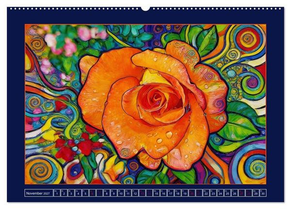 Produktbild: Bl&uuml;ten im verspielten Jugendstil (hochwertiger Premium Wandkalender 2027 DIN A2 quer), Kunstdruck in Hochglanz