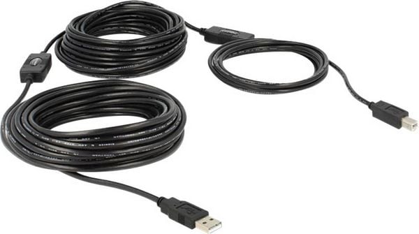 Produktbild: Delock USB-Kabel USB 2.0 USB-A Stecker, USB-B Stecker 20.00m Schwarz UL-zertifiziert 83557