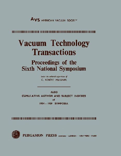 Produktbild: Vacuum Technology Transactions