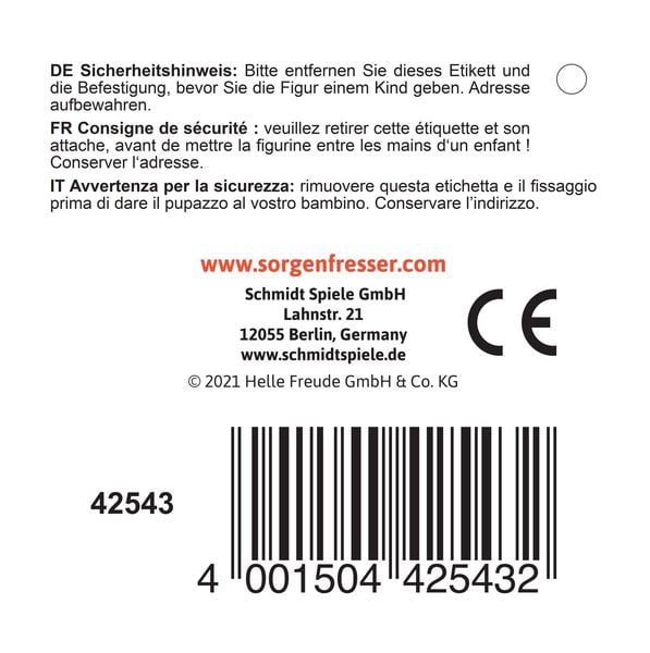 Produktbild: Schmidt Spiele - Sorgenfresser - Lanky, 18 cm, Zoo Babies Edition