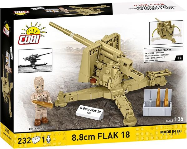 Produktbild: COBI Historical Collection 3141 - 8.8 cm Flak 18, WWII, Bausatz 1:35, 232/1 Klemmbausteine