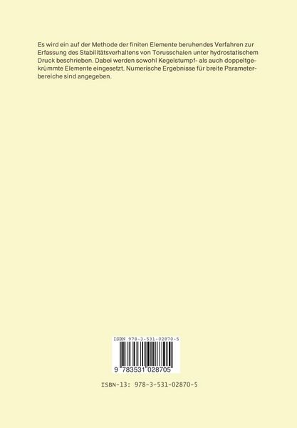 Produktbild: Untersuchung des Stabilit&auml;tsverhaltens von Torusschalen unter hydrostatischem Druck