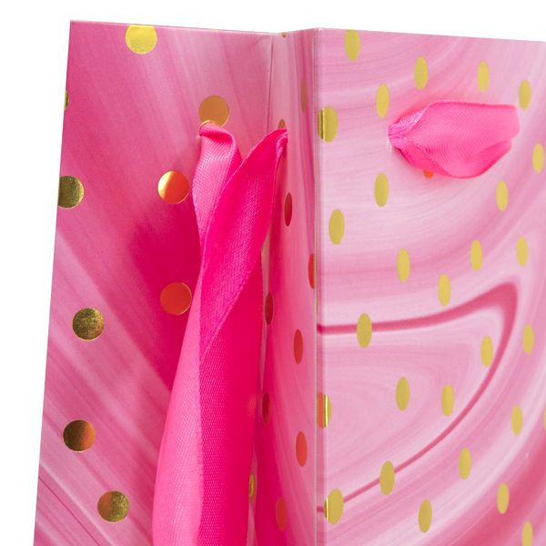 Produktbild: Idena Flaschentasche Dot pink/gold 12x35x9cm