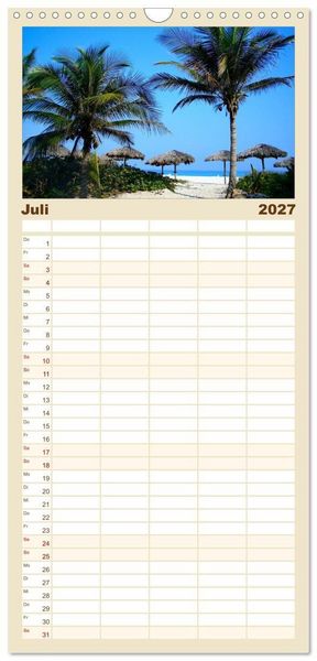 Produktbild: Familienplaner 2027 - Urlaubstr&auml;ume mit 5 Spalten (Wandkalender, 21 x 45 cm) CALVENDO