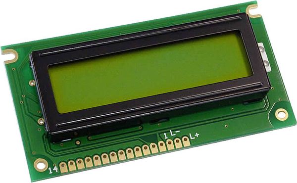Display Elektronik LCD-Display Gelb-Grün 16 x 2 Pixel (B x H x T) 84 x 44 x 10.1 mm DEM16217SYH-LY