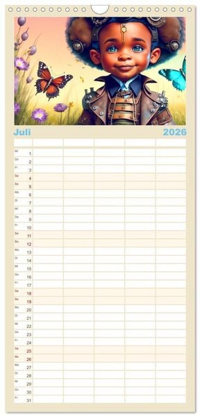Produktbild: Familienplaner 2026 - Kleine Steampunk Stars mit 5 Spalten (Wandkalender, 21 x 45 cm) CALVENDO