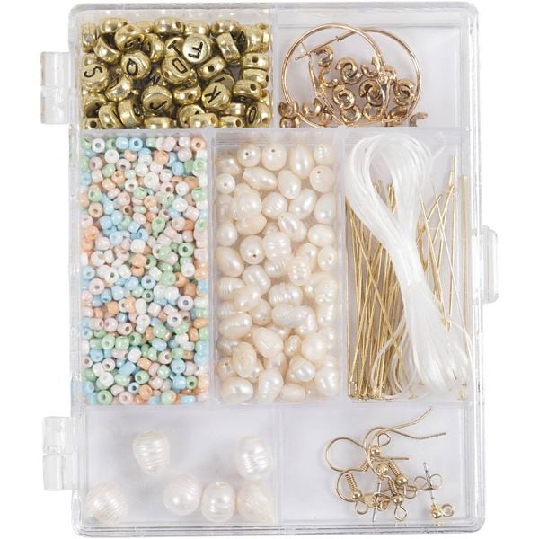 Creativ Company DIY Sets Beads Kreativ Mix Schmuck, sanfte, dezente Farben, Süßwasserperlen, Kreativ Box