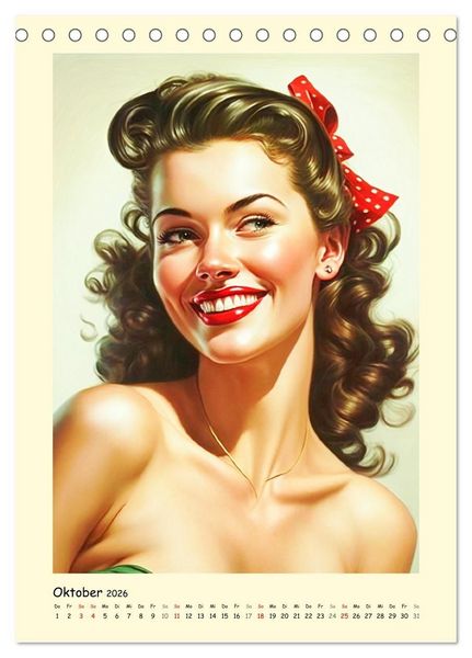 Produktbild: Vintage Girls. Die sch&ouml;nsten Pin-up Gesichter (Tischkalender 2026 DIN A5 hoch), CALVENDO Monatskalender