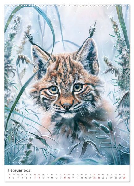 Produktbild: Tierkinder - Niedliche illustrierte Wildtiere in Wald und Flur (Wandkalender 2026 DIN A2 hoch), CALVENDO Monatskalender