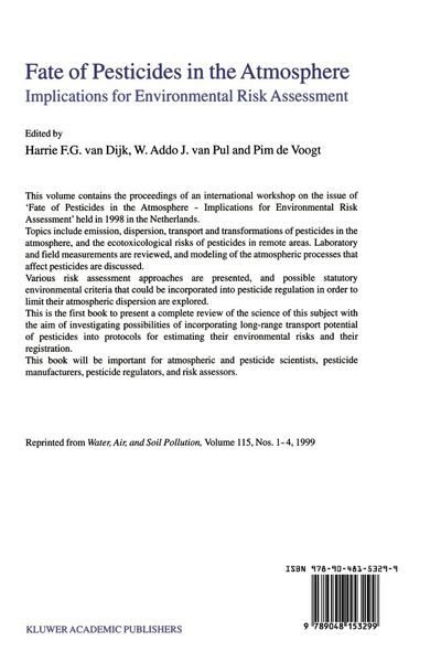 Produktbild: Fate of Pesticides in the Atmosphere: Implications for Environmental Risk Assessment