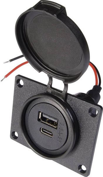 Produktbild: ProCar Power USB C/A Doppelsteckdose Belastbarkeit Strom max.=3.6A 12 V, 24V