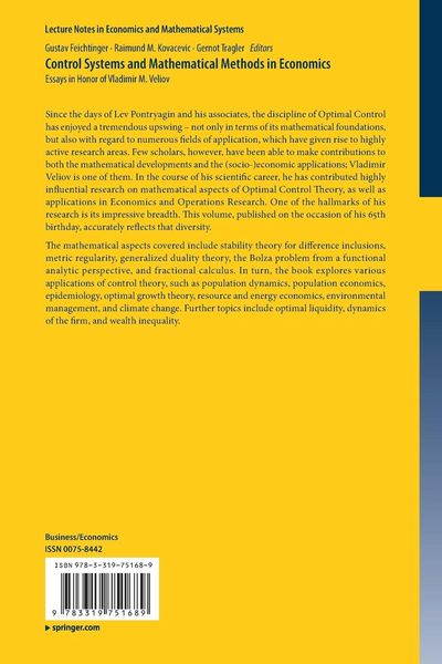 Produktbild: Control Systems and Mathematical Methods in Economics