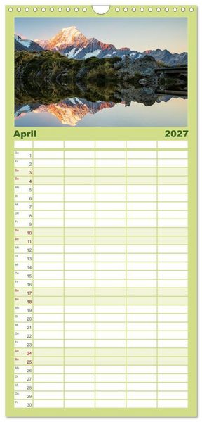 Produktbild: Familienplaner 2027 - Der S&uuml;den Neuseelands: Berge, Seen und traumhafte K&uuml;sten mit 5 Spalten (Wandkalender, 21 x 45 cm) CALVENDO