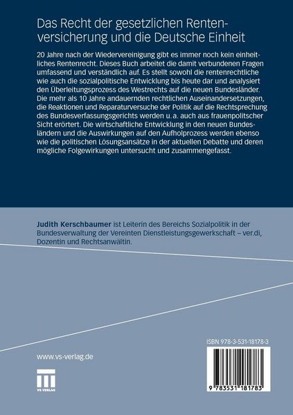 Produktbild: Das Recht der gesetzlichen Rentenversicherung und die Deutsche Einheit