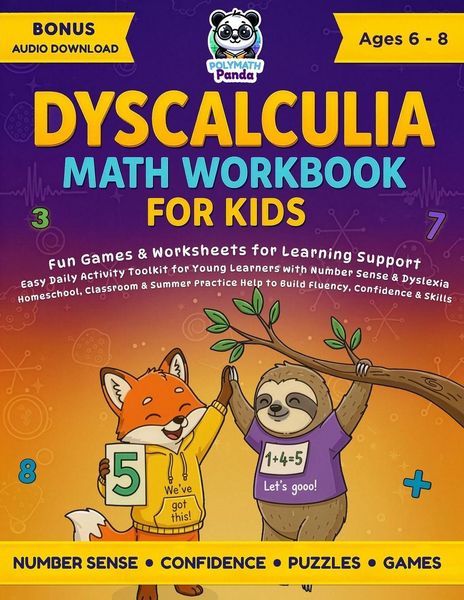 Produktbild: Dyscalculia Math Workbook for Kids Ages 6-8