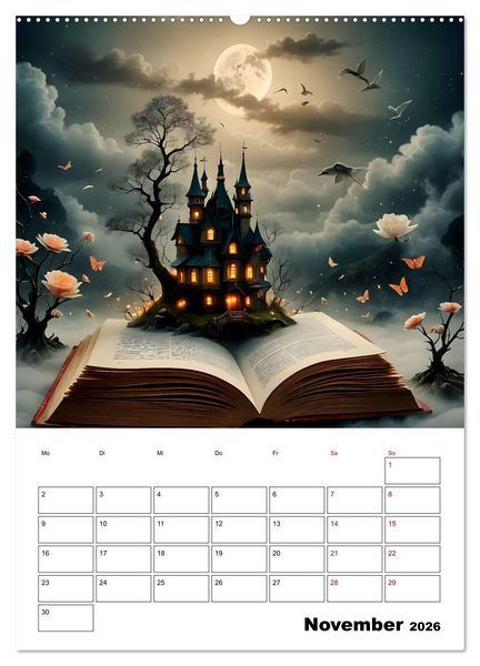 Produktbild: Magische surreale Buchwelten (Wandkalender 2026 DIN A2 hoch), CALVENDO Monatskalender