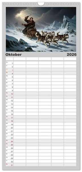 Produktbild: Familienplaner 2026 - Victor Frankenstein und seine Sch&ouml;pfung mit 5 Spalten (Wandkalender, 21 x 45 cm) CALVENDO