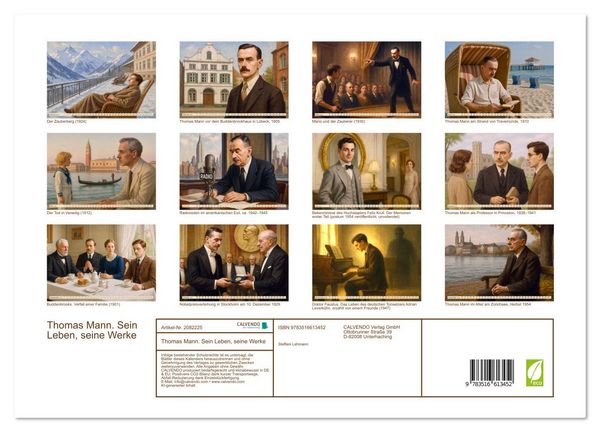 Produktbild: Thomas Mann. Sein Leben, seine Werke (Wandkalender 2026 DIN A3 quer), CALVENDO Monatskalender