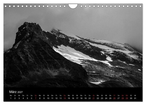 Produktbild: BERGE IN SCHWARZ WEISS (Wandkalender 2027 DIN A4 quer), CALVENDO Monatskalender