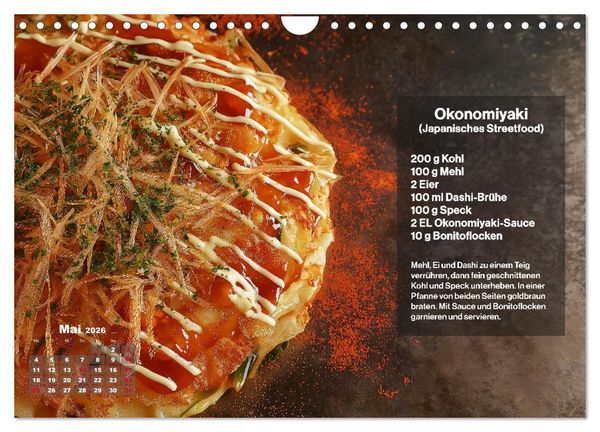 Produktbild: Streetfood Kalender - Einfache Rezepte aus den Stra&szlig;enk&uuml;chen der Welt (Wandkalender 2026 DIN A4 quer), CALVENDO Monatskalender