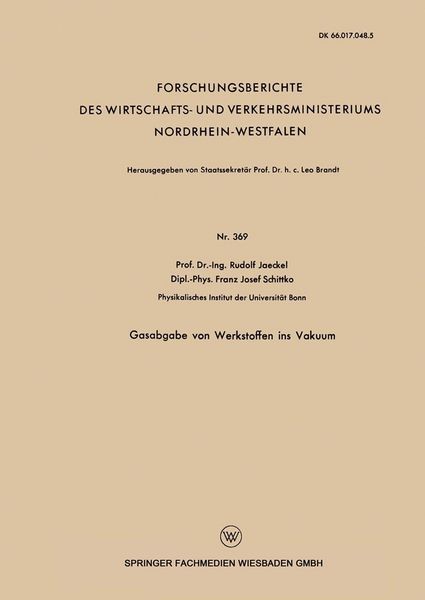 Produktbild: Gasabgabe von Werkstoffen ins Vakuum