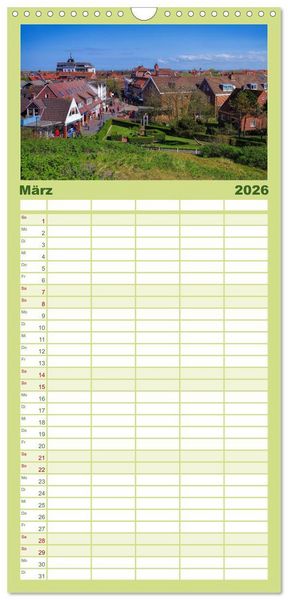 Produktbild: Familienplaner 2026 - Langeoog - Sch&ouml;nste Insel Ostfrieslands mit 5 Spalten (Wandkalender, 21 x 45 cm) CALVENDO