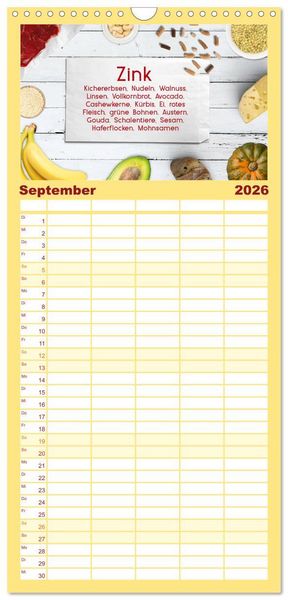 Produktbild: Familienplaner 2026 - Vitalstoffe - fit essen mit 5 Spalten (Wandkalender, 21 x 45 cm) CALVENDO