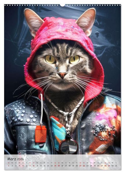Produktbild: Katzen im lustigen Gangsterlook (hochwertiger Premium Wandkalender 2026 DIN A2 hoch), Kunstdruck in Hochglanz