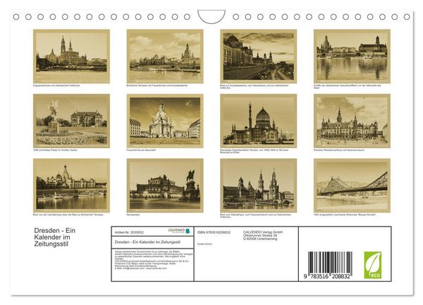 Produktbild: Dresden - Ein Kalender im Zeitungsstil (Wandkalender 2026 DIN A4 quer), CALVENDO Monatskalender