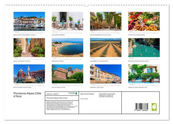 Produktbild: Provence-Alpes-C&ocirc;te d&rsquo;Azur (hochwertiger Premium Wandkalender 2026 DIN A2 quer), Kunstdruck in Hochglanz