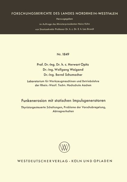 Produktbild: Funkenerosion mit statischen Impulsgeneratoren