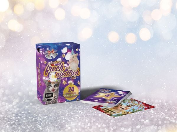 Produktbild: Adventskalender-Kartenset: Lasst uns frech und niedlich sein &ndash; 24 liebe Weihnachtstierchen f&uuml;r dich