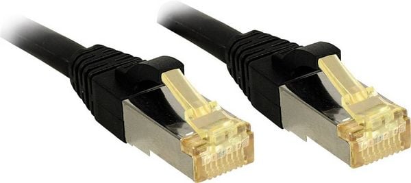 Produktbild: LINDY 47305 RJ45 Patchkabel CAT 6a (Rohkabel CAT 7) S/FTP 0.30 m Schwarz mit Rastnasenschutz 1 St.
