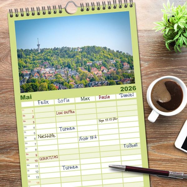 Produktbild: Familienplaner 2026 - Jena - Faszination in Bildern mit 5 Spalten (Wandkalender, 21 x 45 cm) CALVENDO