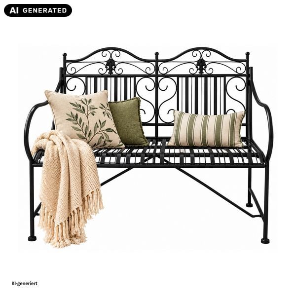 Produktbild: HTI-Living Gartenbank Schwarz Metallbank Celia Gartenbank Schwarz Metallbank Celia