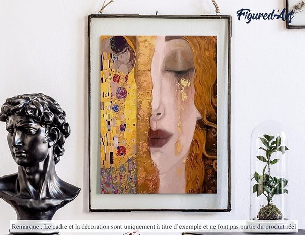 Produktbild: FiguredArt PN2088 - Malen nach Zahlen, Gustav Klimt, Leinwand 40x50cm ohne Rahmen, Malset, Paint by Numbers