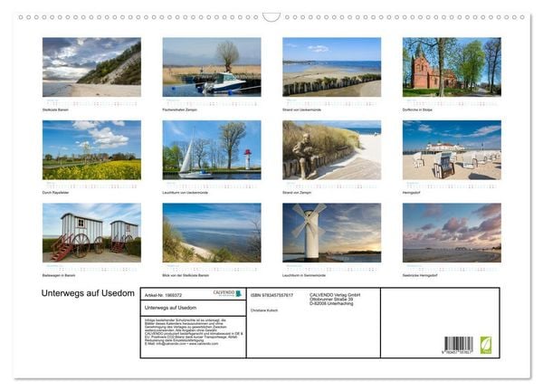 Produktbild: Unterwegs auf Usedom (Wandkalender 2026 DIN A2 quer), CALVENDO Monatskalender